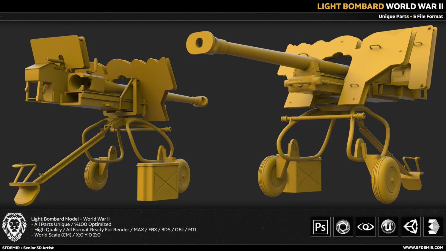 light bombard 3D Model .c4d .max .obj .3ds .fbx .stl .blend 
