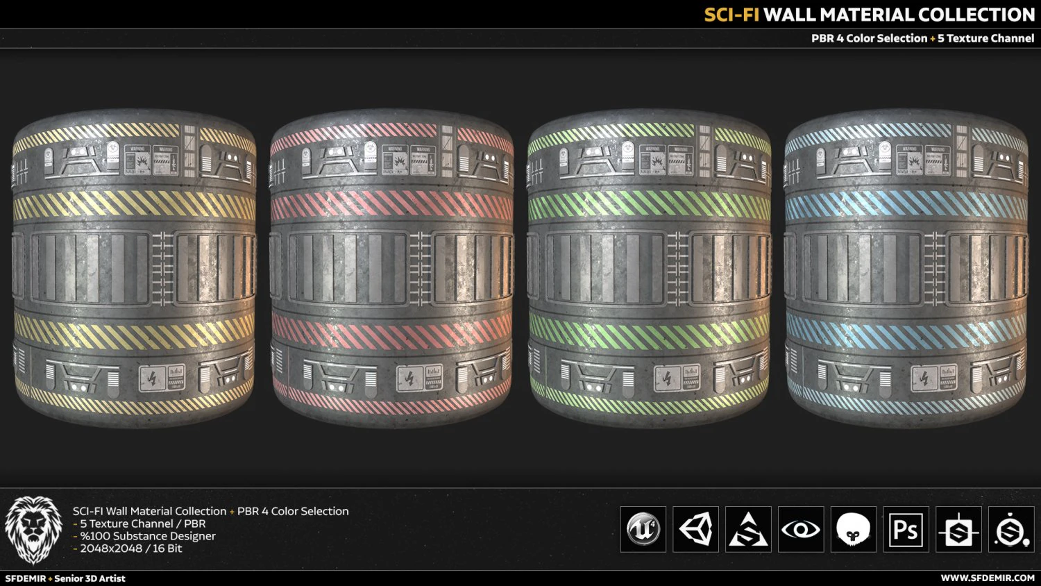 sci-fi wall material CG Textures .c4d .max .obj .3ds .fbx .stl .blend 