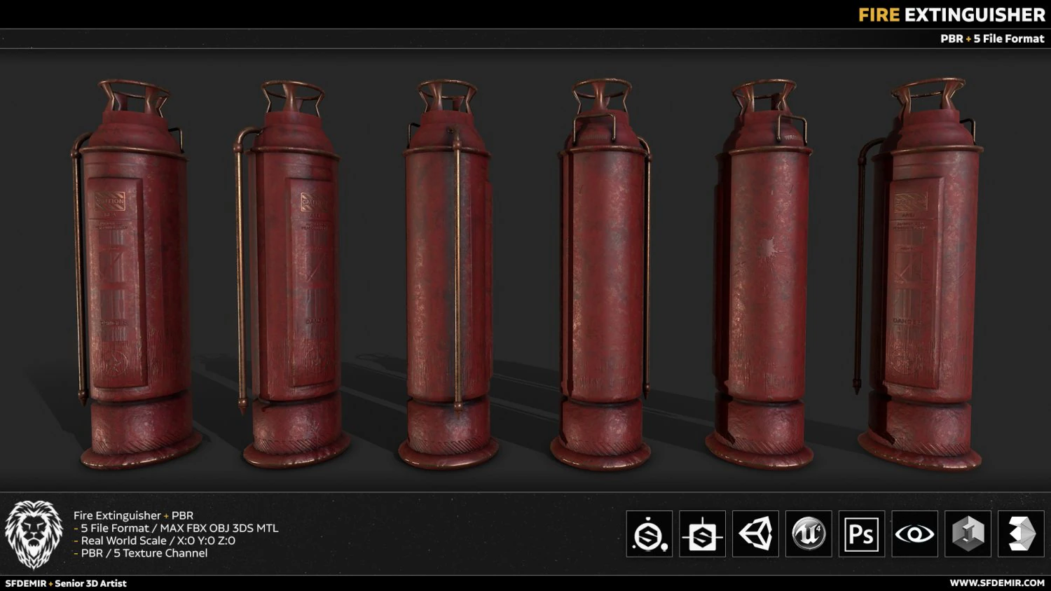 Estintore Modello 3D .c4d .max .obj .3ds .fbx .stl .blend