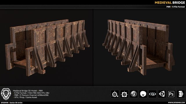 medieval bridge pbr Modelo 3D .c4d .max .obj .3ds .fbx .stl .blend 