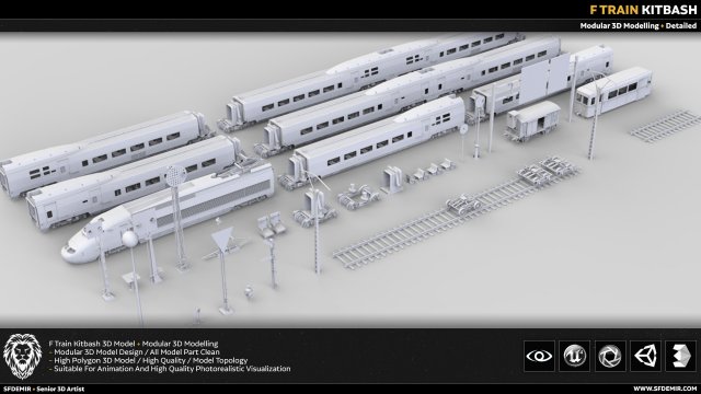 f train kitbash 3D-Modell .c4d .max .obj .3ds .fbx .stl .blend 