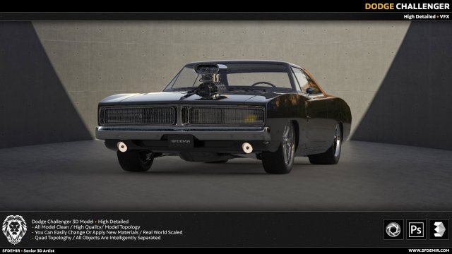 dodge challenger Modelo 3D .c4d .max .obj .3ds .fbx .stl .blend 