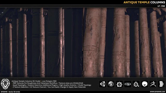 colunas de templo antigo Modelo 3D .c4d .max .obj .3ds .fbx .stl .blend