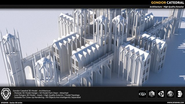 gondor catedral 3D 모델 .c4d .max .obj .3ds .fbx .stl .blend 