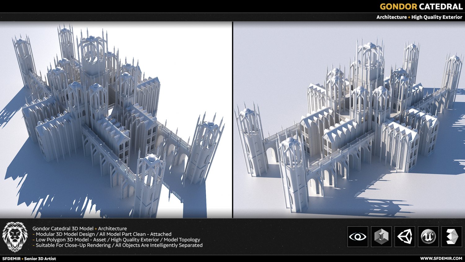 Minas tirith 3D Model in Fantasy 3DExport