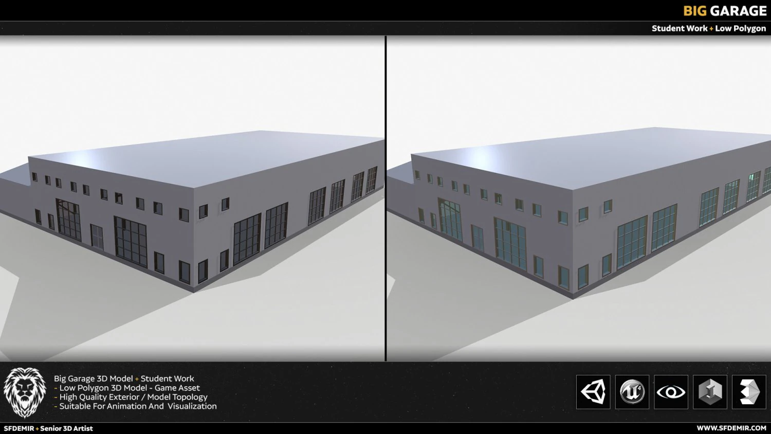 big garage 3D Model .c4d .max .obj .3ds .fbx .stl .blend 