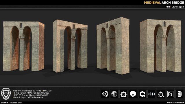 medieval arc bridge 3D Model .c4d .max .obj .3ds .fbx .stl .blend 