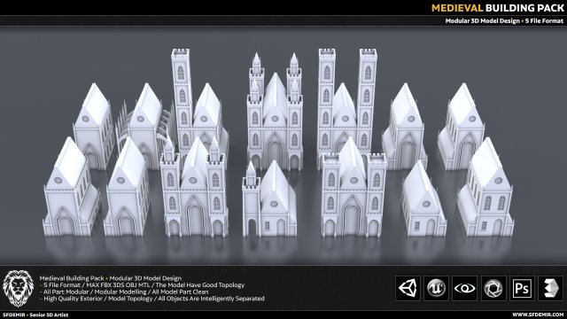 medieval building pack 3D Модель .c4d .max .obj .3ds .fbx .stl .blend 