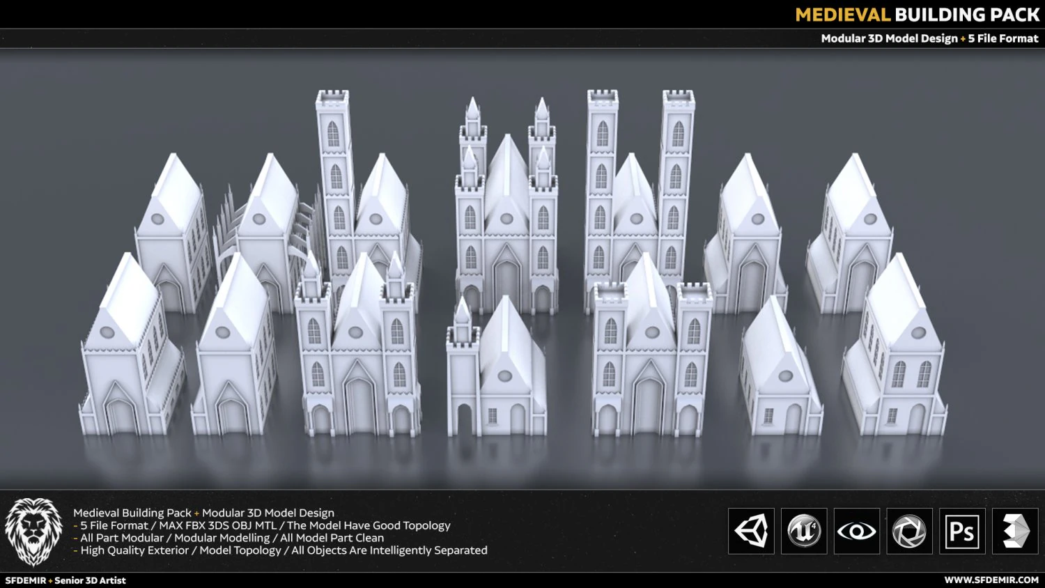medieval building pack 3D Model .c4d .max .obj .3ds .fbx .stl .blend