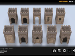 pacote de torre pequena medieval Modelo 3D