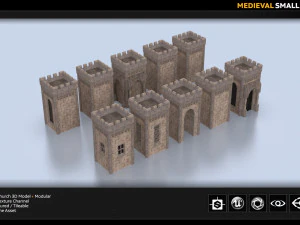 medieval small tower pack 3D Model