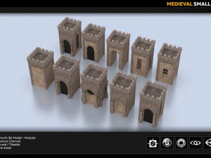 medieval small tower pack 3D Model