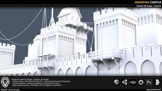 rising sun castle 3D Model .c4d .max .obj .3ds .fbx .stl .blend 