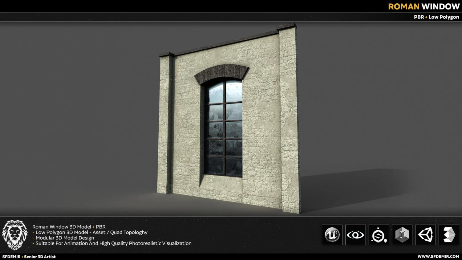 roman window 3D Model .c4d .max .obj .3ds .fbx .stl .blend 