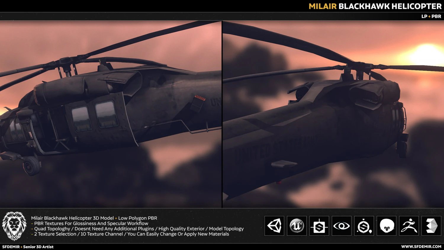 mlair blackhawk 3D Model .c4d .max .obj .3ds .fbx .stl .blend 