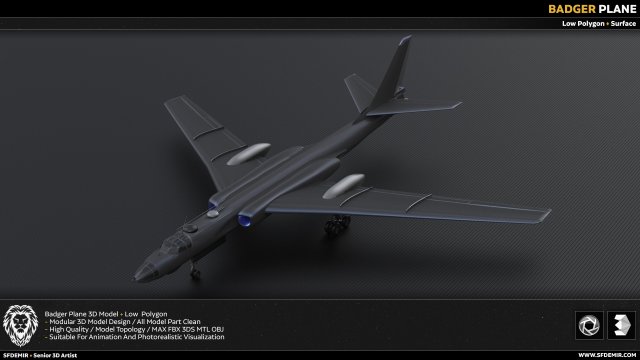 badger plane Model 3D .c4d .max .obj .3ds .fbx .stl .blend 