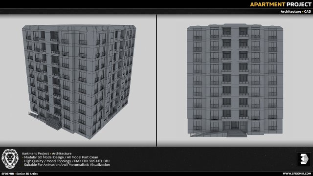 apartment project 3D Model .c4d .max .obj .3ds .fbx .stl .blend 