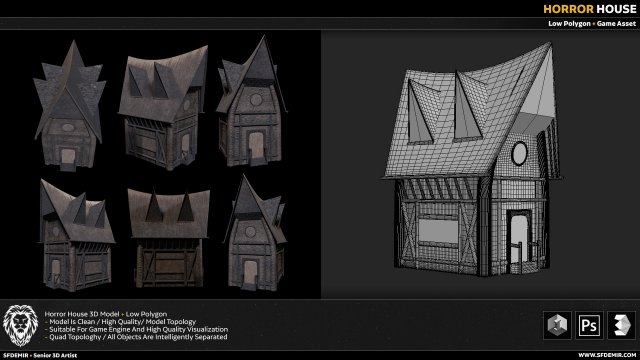 horror house 3D 모델 .c4d .max .obj .3ds .fbx .stl .blend 