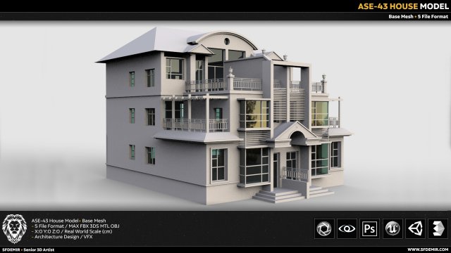 ase-47 house Model 3D .c4d .max .obj .3ds .fbx .stl .blend 