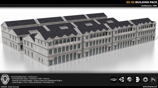 es-01 building pack 3D Model .c4d .max .obj .3ds .fbx .stl .blend 
