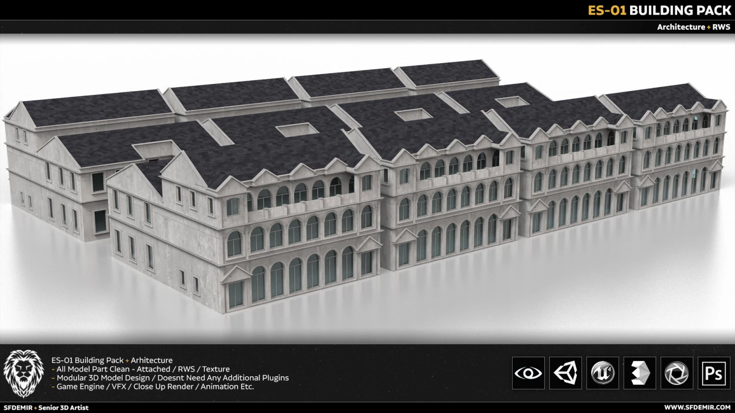 es-01 building pack 3D Model .c4d .max .obj .3ds .fbx .stl .blend 