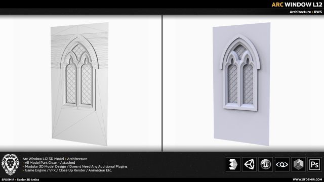 arch window l12 Modèle 3D .c4d .max .obj .3ds .fbx .stl .blend 