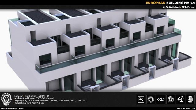 european building Model 3D .c4d .max .obj .3ds .fbx .stl .blend 