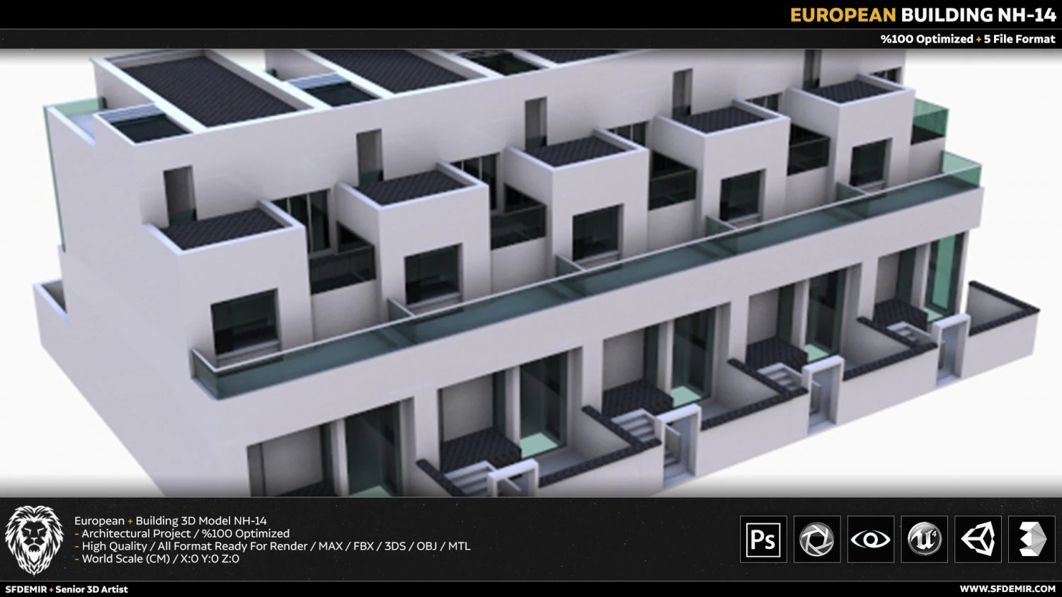 european building 3D Model .c4d .max .obj .3ds .fbx .stl .blend 