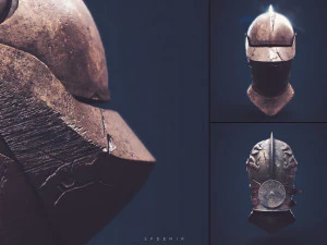 medieval crusader helmet 3D Model