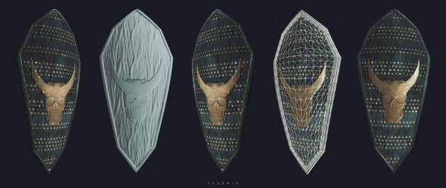 skeleton shield 3D 模型 .c4d .max .obj .3ds .fbx .stl .blend 