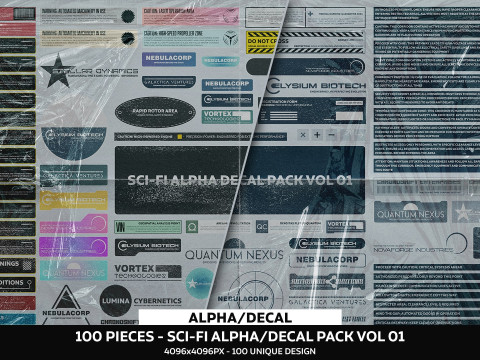 100 - Sci-Fi Alpha Decal Pack Vol 01 CG テクスチャ