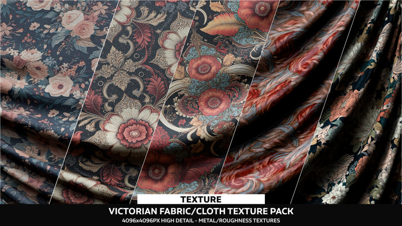 Victorian Fabric - Cloth Texture - Material Pack CG Tekstury .c4d .max .obj .3ds .fbx .stl .blend 