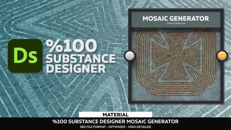 100 Substance Designer Mosaic Generator CG Textures .c4d .max .obj .3ds .fbx .stl .blend 
