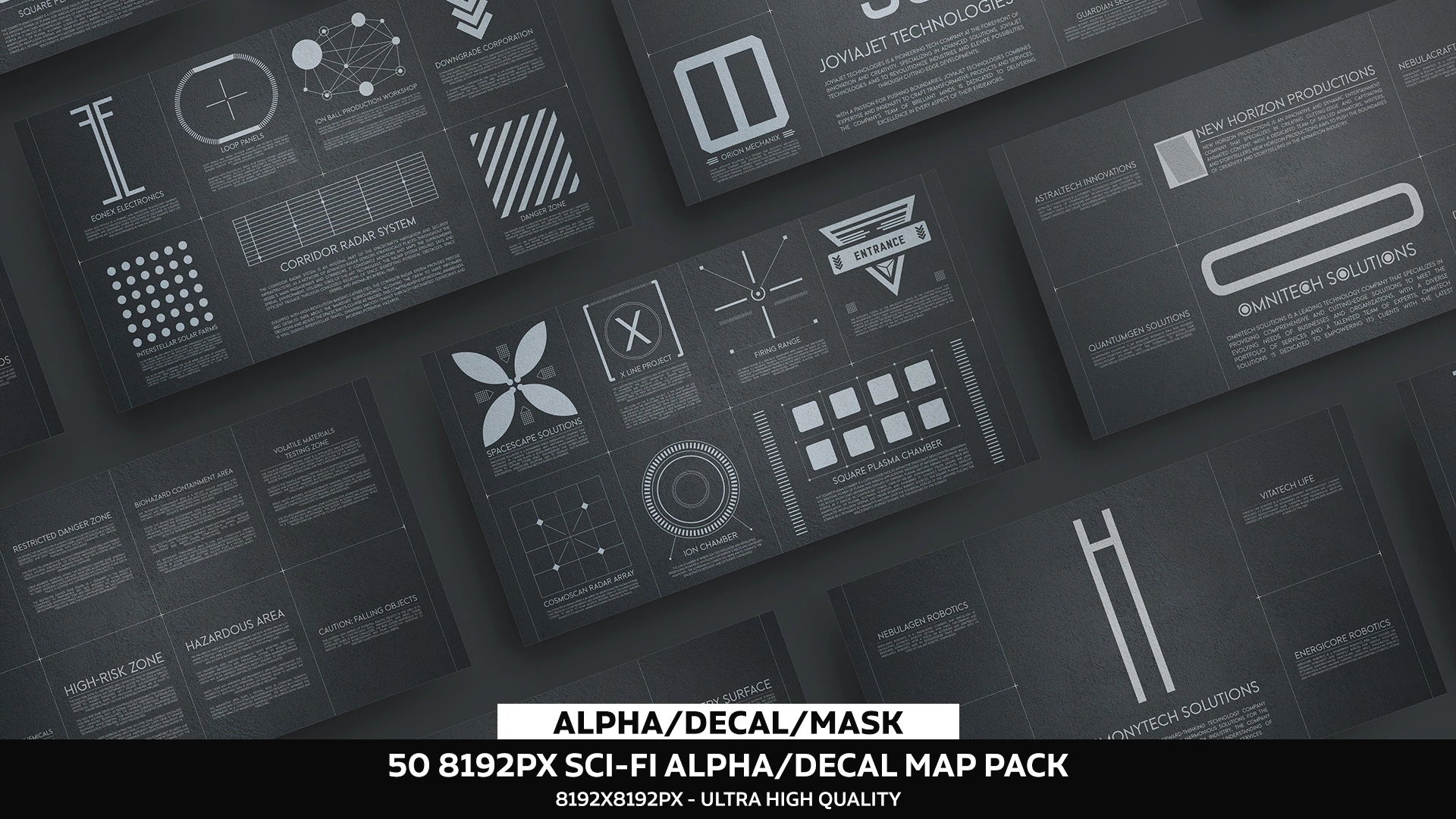 U1 Sci-Fi Alpha Decal Pack CG Textures .c4d .max .obj .3ds .fbx .stl .blend 