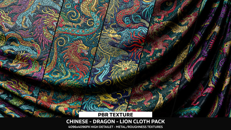 Chinese Cloth Fabric Pack - PBR CG Текстури .c4d .max .obj .3ds .fbx .stl .blend 