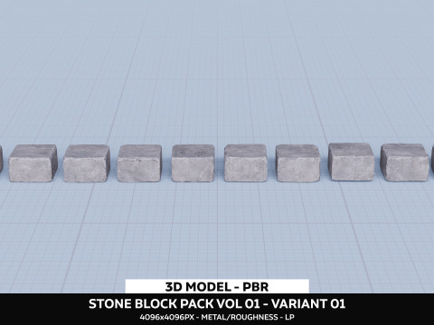Stone Block Pack Vol 01 - Variant 01 3Dモデル