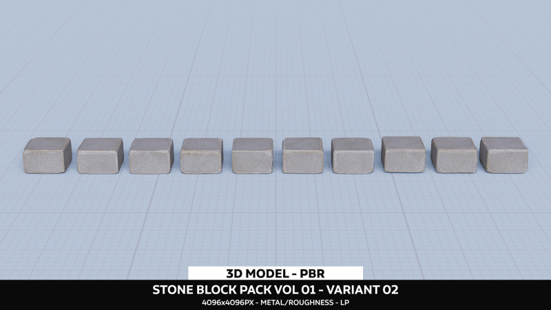 Stone Block Pack Vol 01 - Variant 02 Modèle 3D .c4d .max .obj .3ds .fbx .stl .blend 