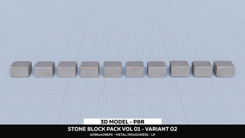 Steinblockpaket Band 01 &ndash; Variante 02 3D Modell .c4d .max .obj .3ds .fbx .stl .blend 