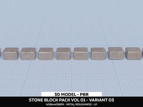 Stone Block Pack Vol 01 - Variant 03 3D Модель