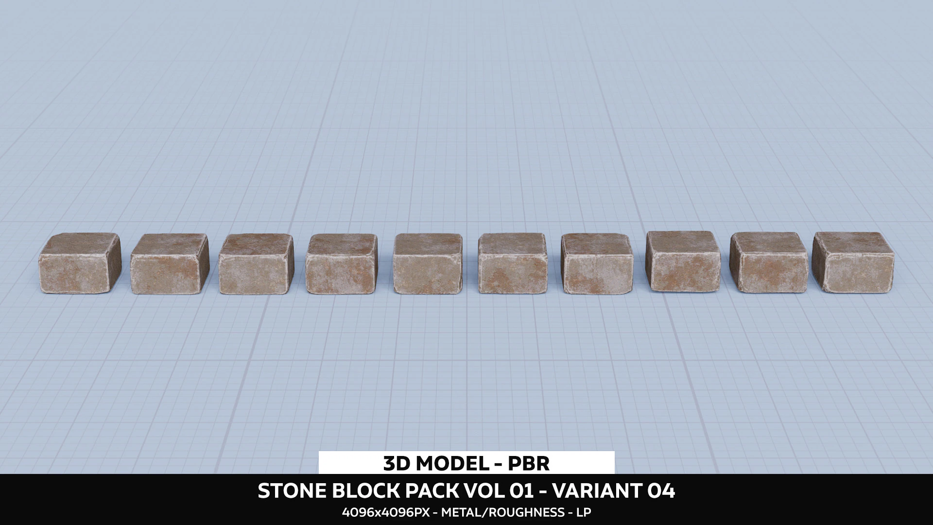 Stone Block Pack Vol 01 - Variant 04 3D Model .c4d .max .obj .3ds .fbx .stl .blend 