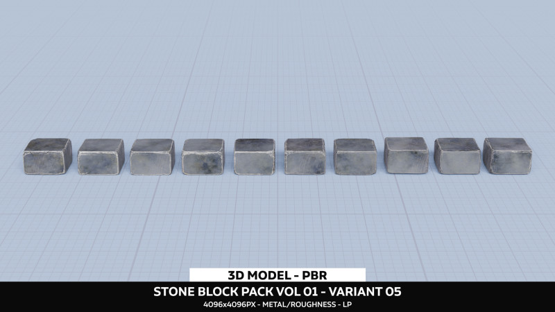 Stone Block Pack Vol 01 - Variant 05 Modèle 3D .c4d .max .obj .3ds .fbx .stl .blend 