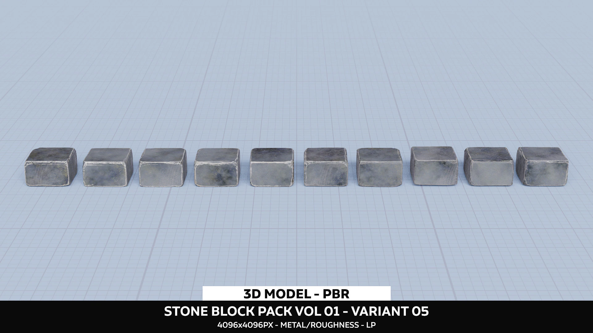 Stone Block Pack Vol 01 - Variant 05 3D Model .c4d .max .obj .3ds .fbx .stl .blend