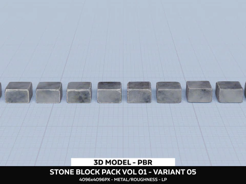 Stone Block Pack Том 01 - Варіант 05 3D Модель