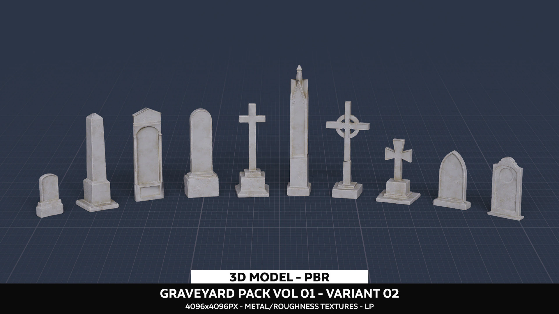 Graveyard Pack Vol 01 - Variant 02 3D Model .c4d .max .obj .3ds .fbx .stl .blend