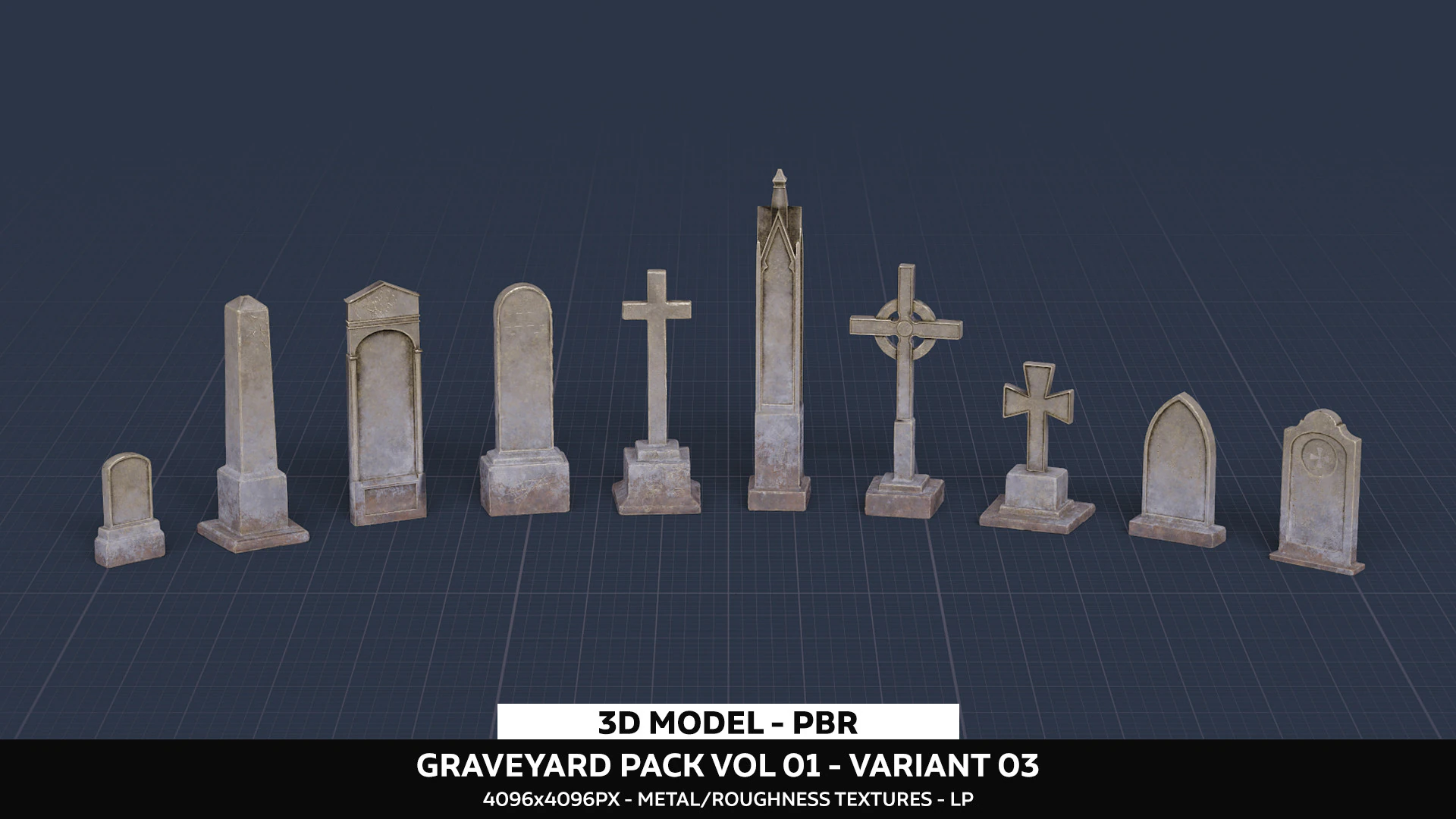 Graveyard Pack Vol 01 - Variant 03 3D Model .c4d .max .obj .3ds .fbx .stl .blend