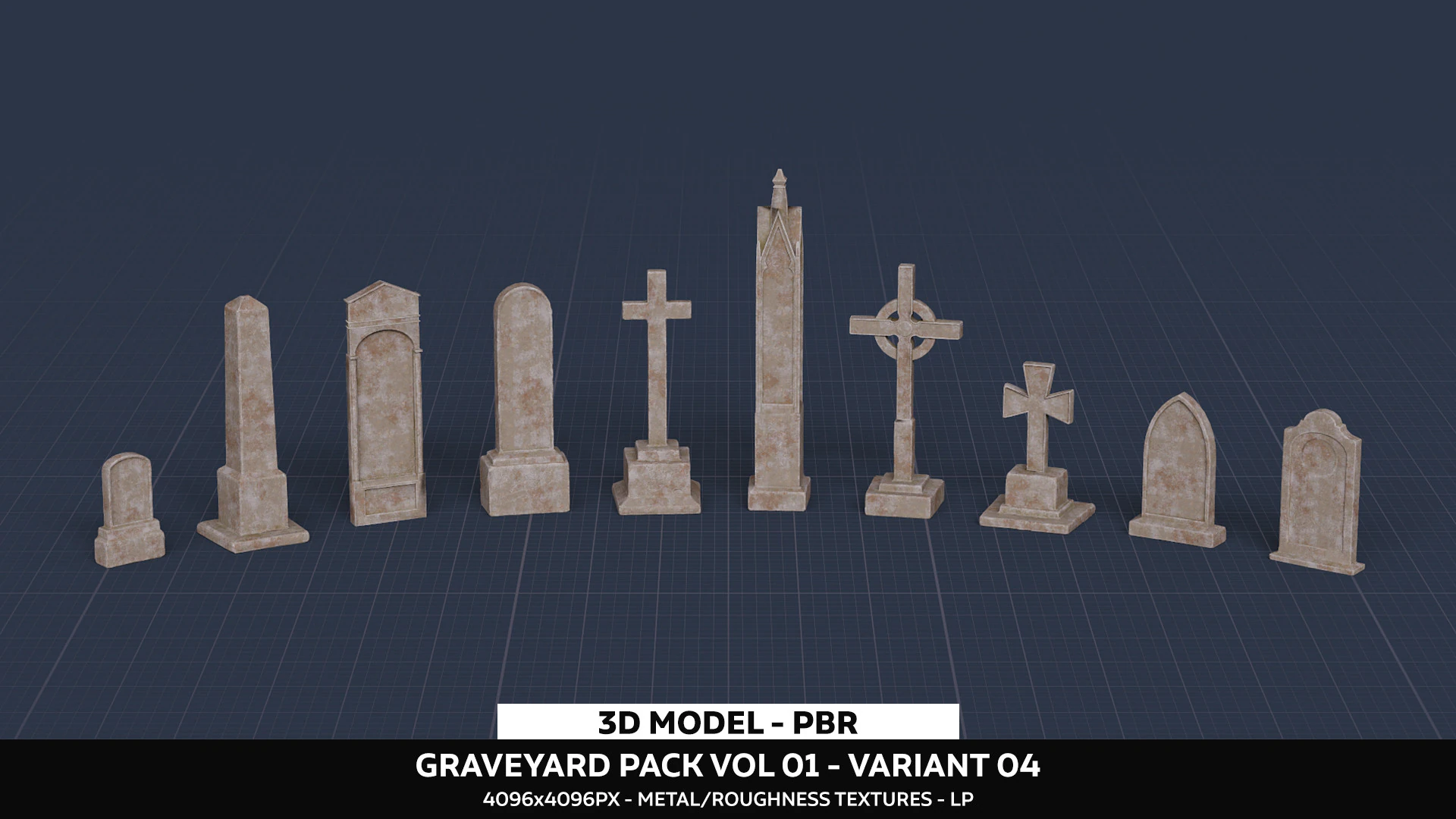 Graveyard Pack Vol 01 - Variant 04 3D Model .c4d .max .obj .3ds .fbx .stl .blend 