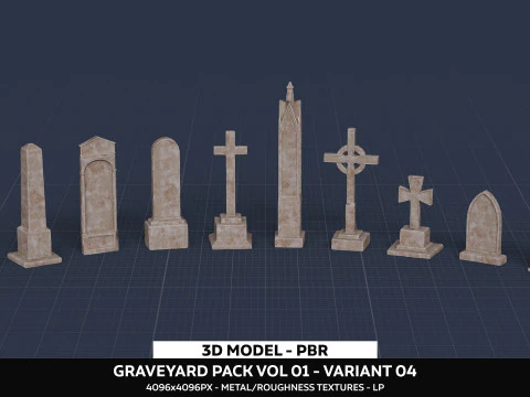 Pacchetto Cimitero Vol 01 - Variante 04 Modello 3D