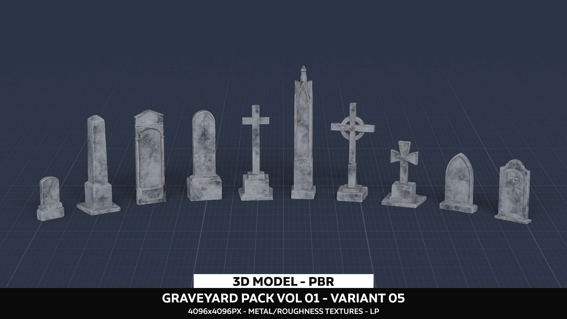 Graveyard Pack Vol 01 - Variant 05 3D Model .c4d .max .obj .3ds .fbx .stl .blend 