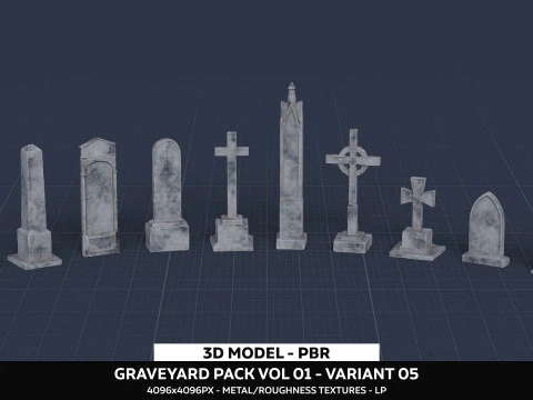 Pacote Cemit&eacute;rio Vol 01 - Variante 05 Modelo 3D