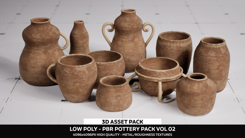 LP - PBR Pottery Pack Vol 02 3D-Modell .c4d .max .obj .3ds .fbx .stl .blend 